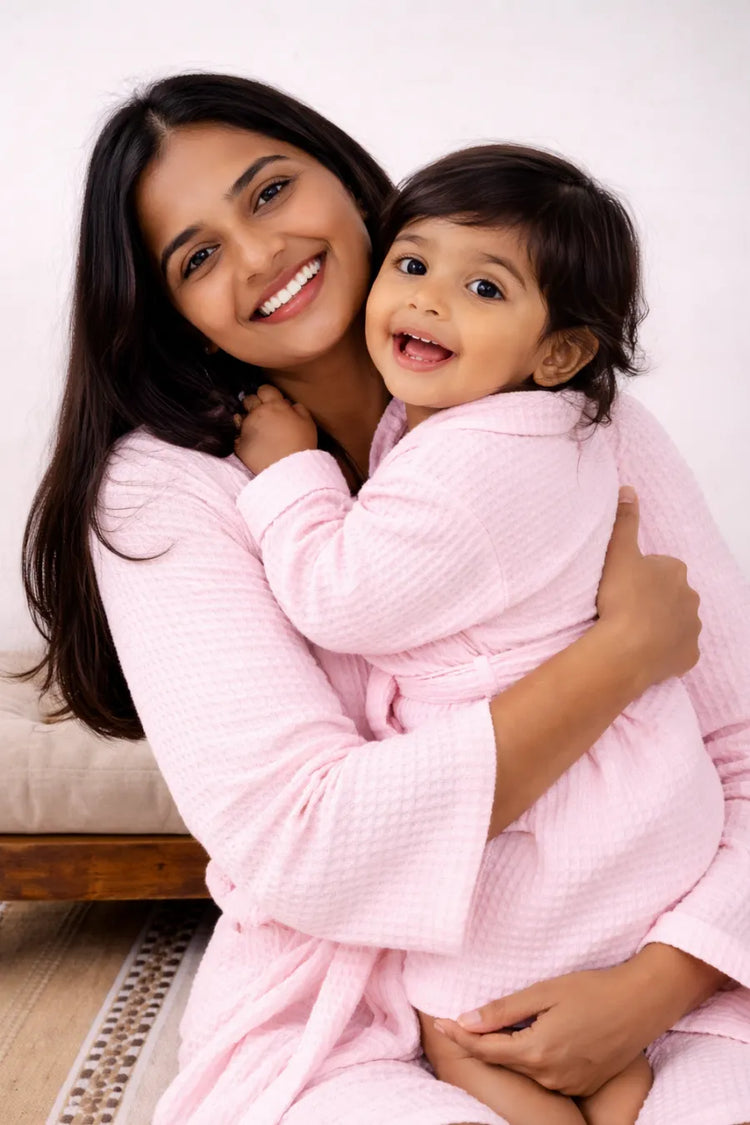 Bamboo Waffle Kids Bathrobe | Pink