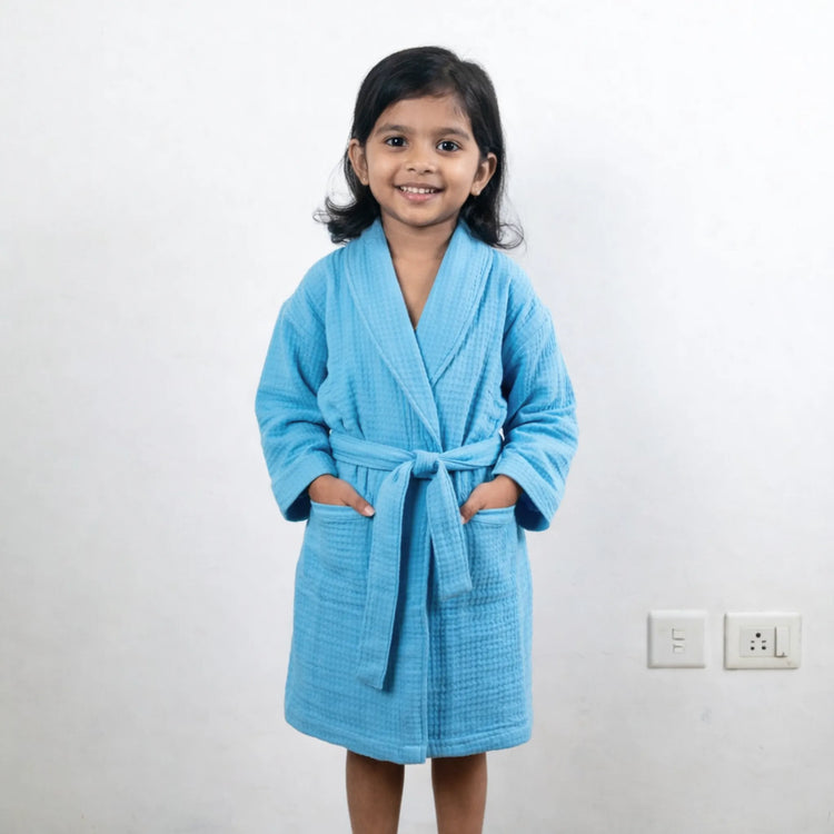 Muslin kids Bathrobe | Blue