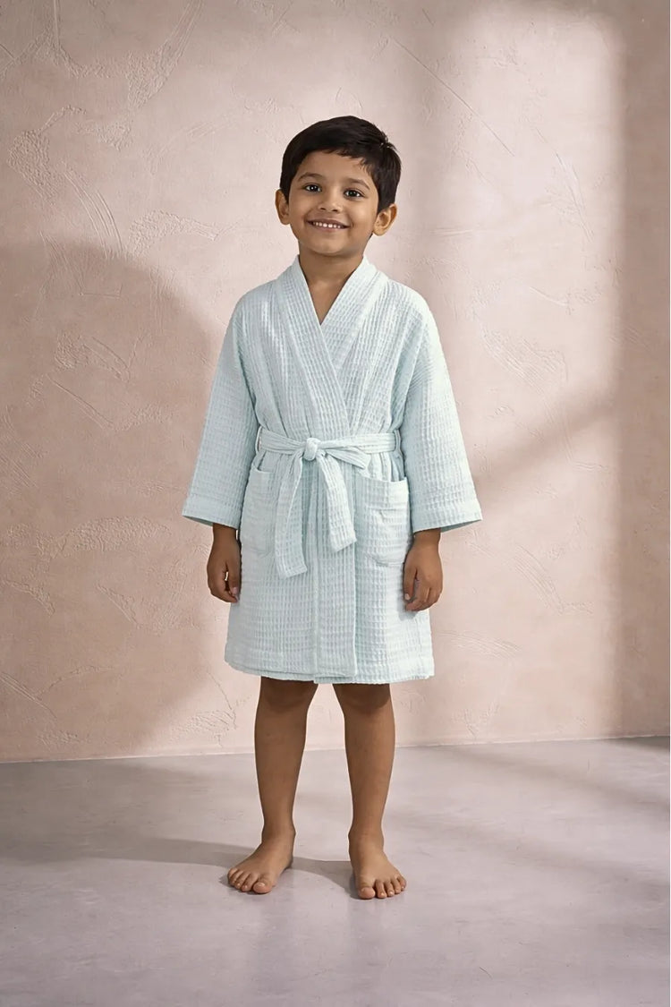 Bamboo Waffle Kids Bathrobe | Green