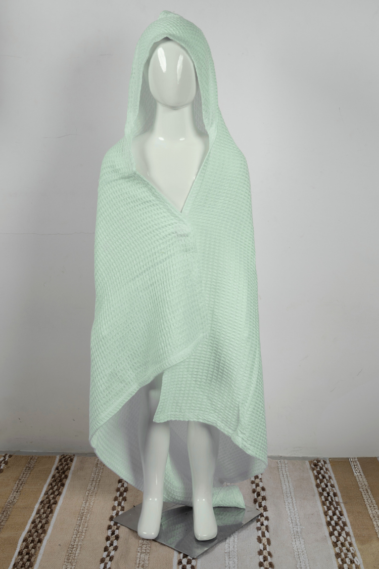 Bamboo Waffle Hooded Bathrobe | Green