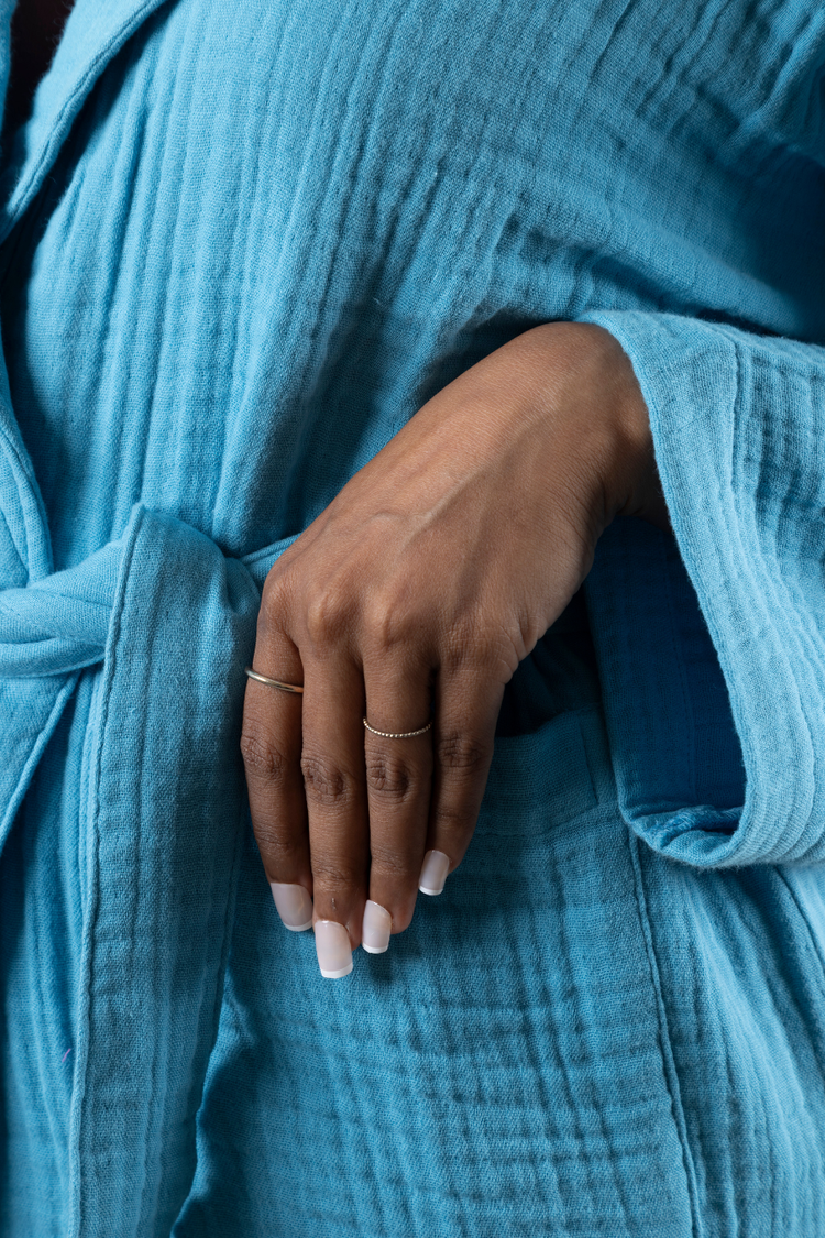 Muslin Shawlcollar Bathrobe | Blue