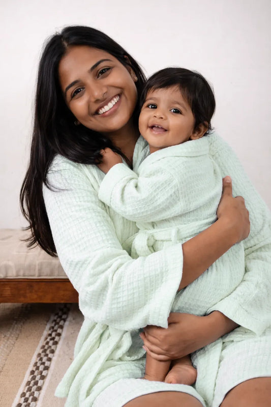 Bamboo Waffle Kids Bathrobe | Green