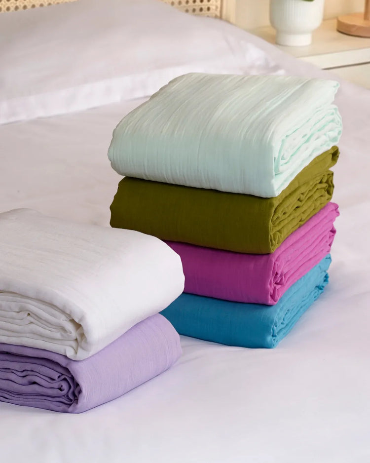 Muslin Bedding | Aqua green