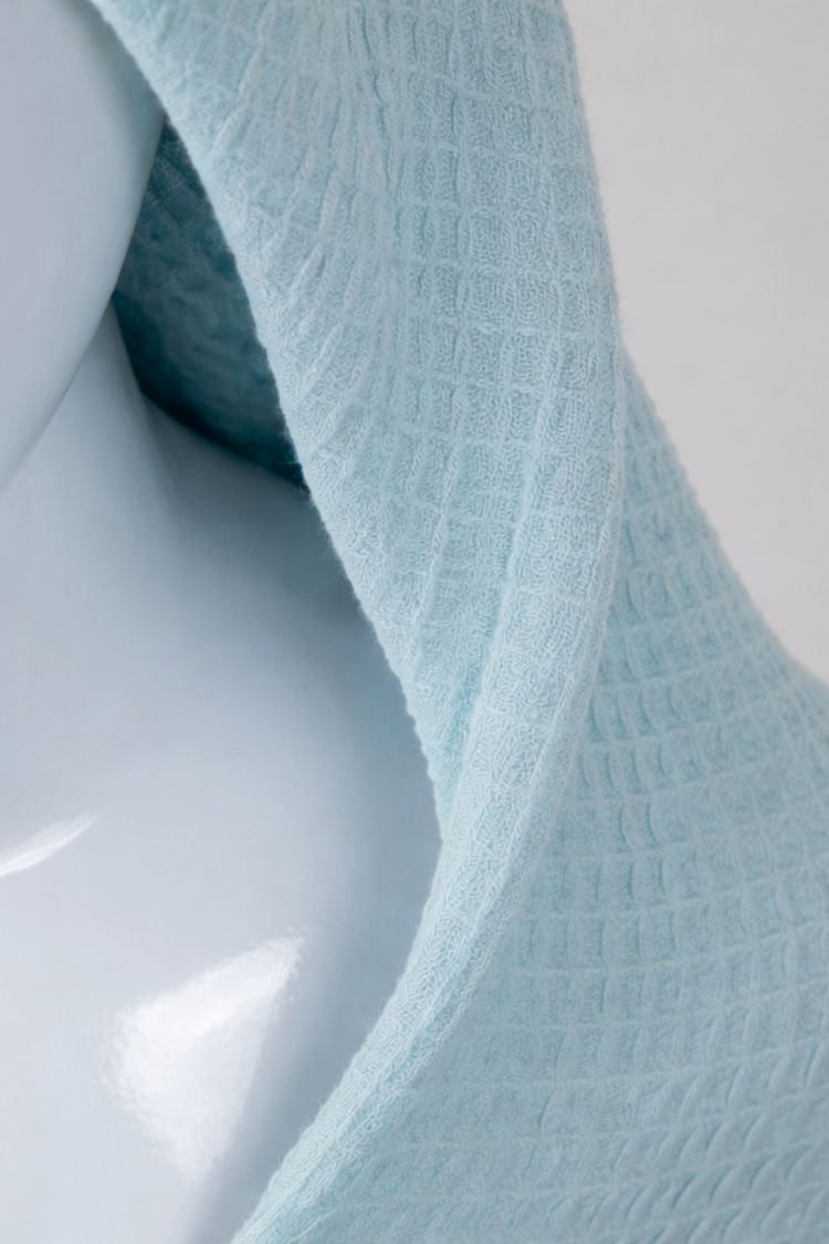 Bamboo Waffle Hooded Bathrobe | Blue