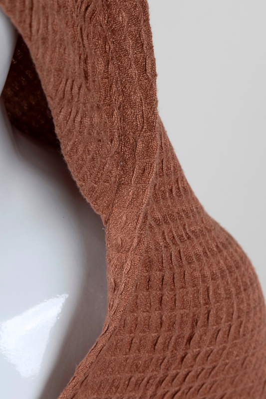 Bamboo Waffle Hooded Bathrobe |Maple sugar