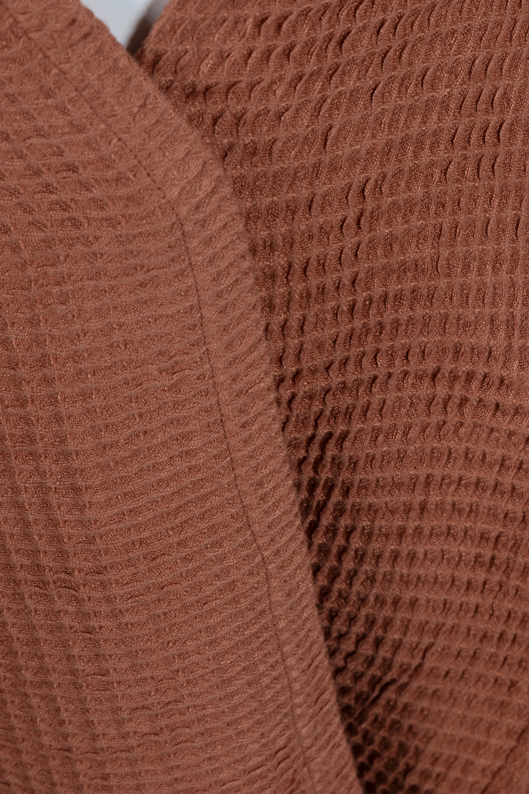 Bamboo Waffle Hooded Bathrobe |Maple sugar